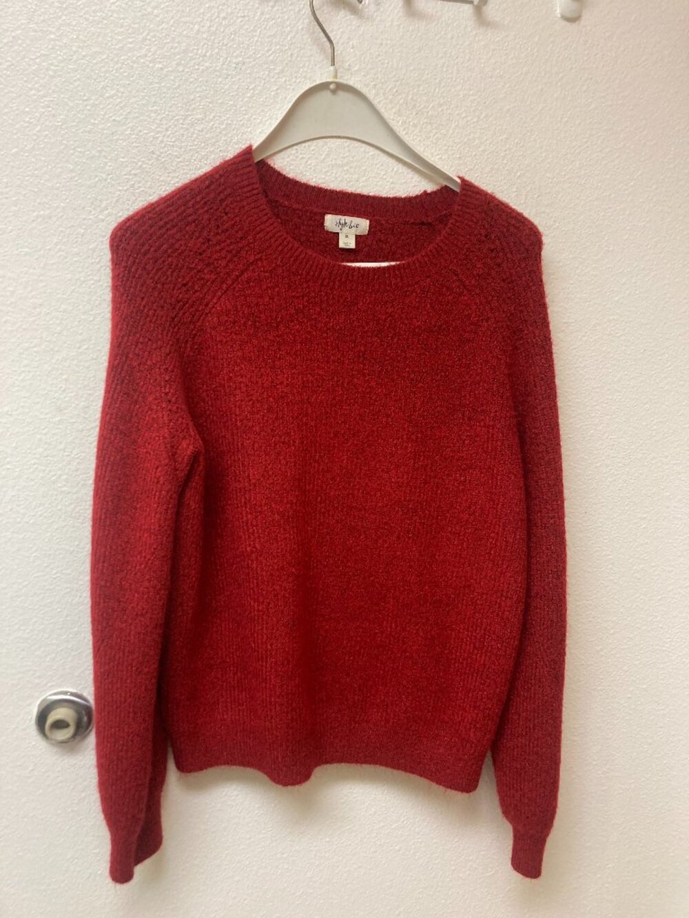 STYLE & CO Warm Heathered Red Crew Neck Sweater (XL)